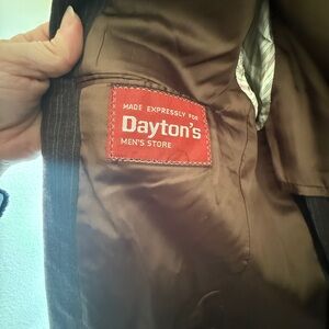 Men's Vintage Brown and Blue Pinstripe Jacket